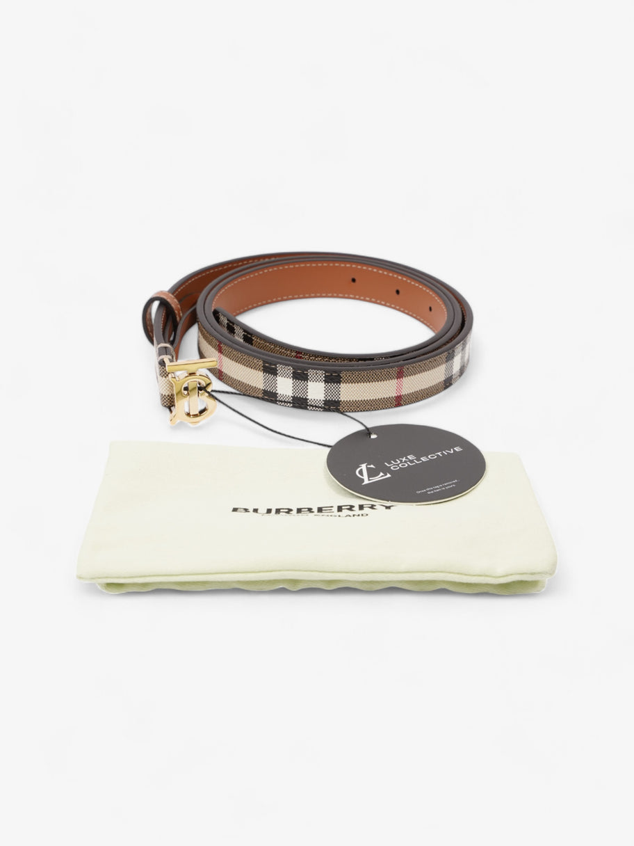 Burberry TB Belt Vintage Check / Light Gold Canvas Large - 117cm Image 6