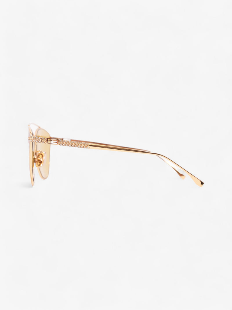  Fendi Baguette Aviator Sunglasses Gold / Yellow Acetate 145mm