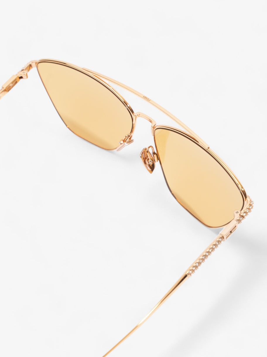 Fendi Baguette Aviator Sunglasses Gold / Yellow Acetate 145mm Image 5