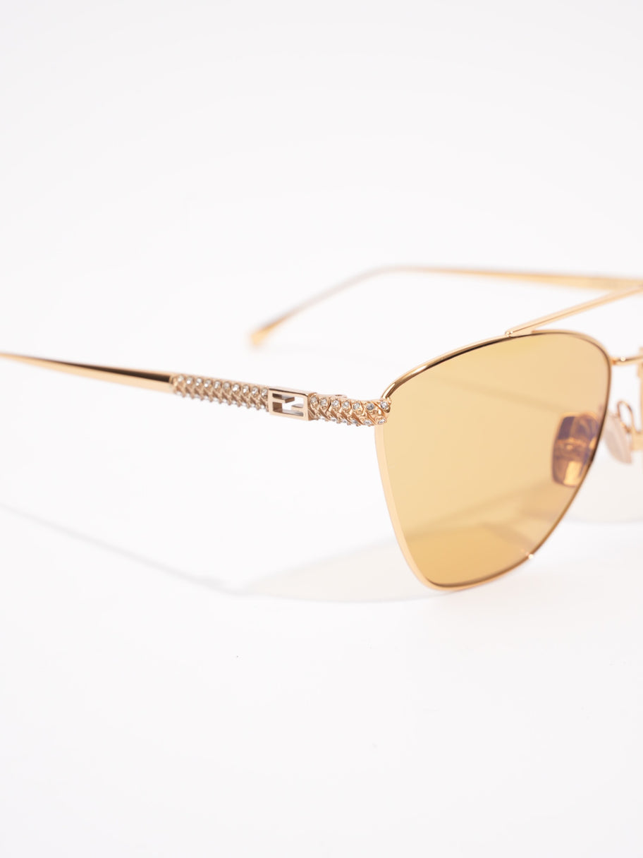 Fendi Baguette Aviator Sunglasses Gold / Yellow Acetate 145mm Image 6