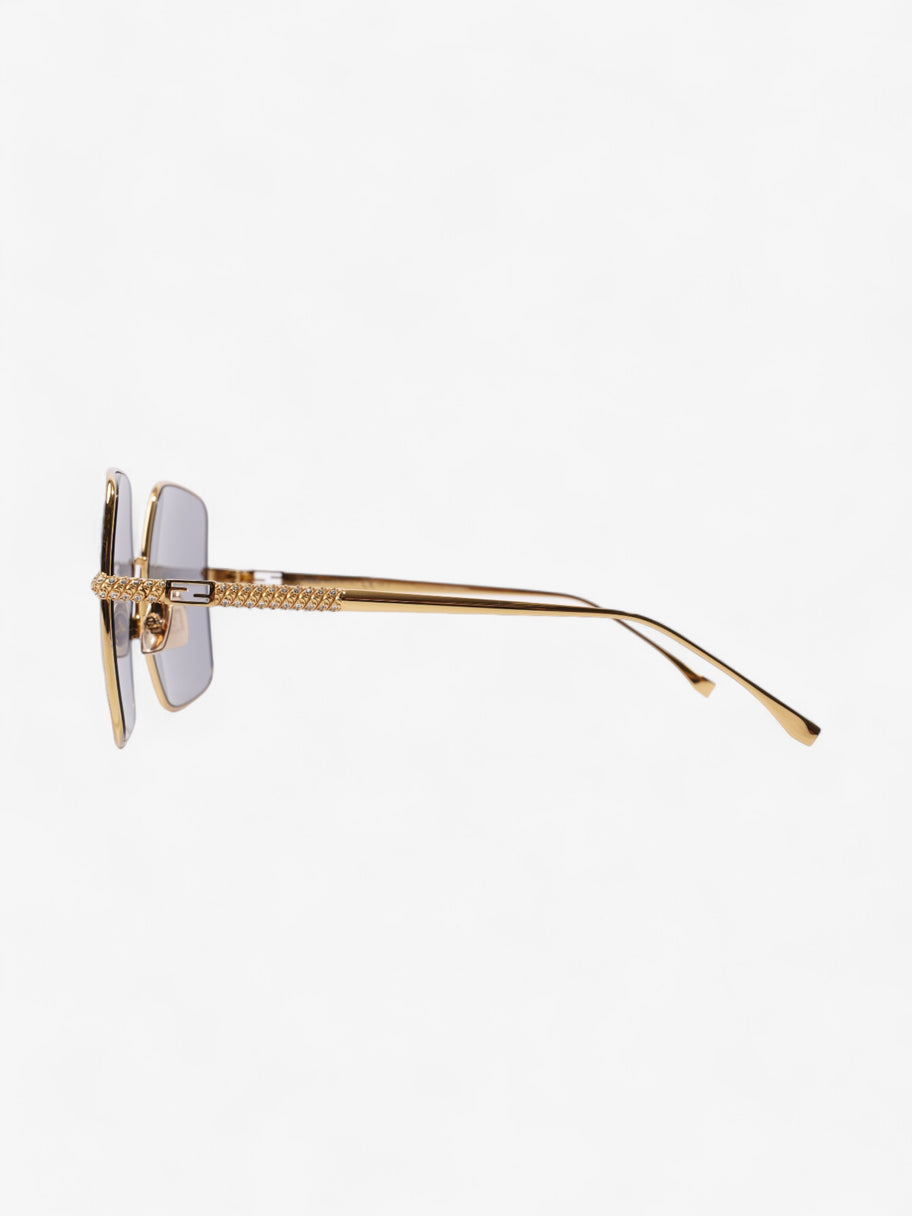 Fendi Oversized Sunglasses with Rhinestones Gold Acetate 145mm Image 2