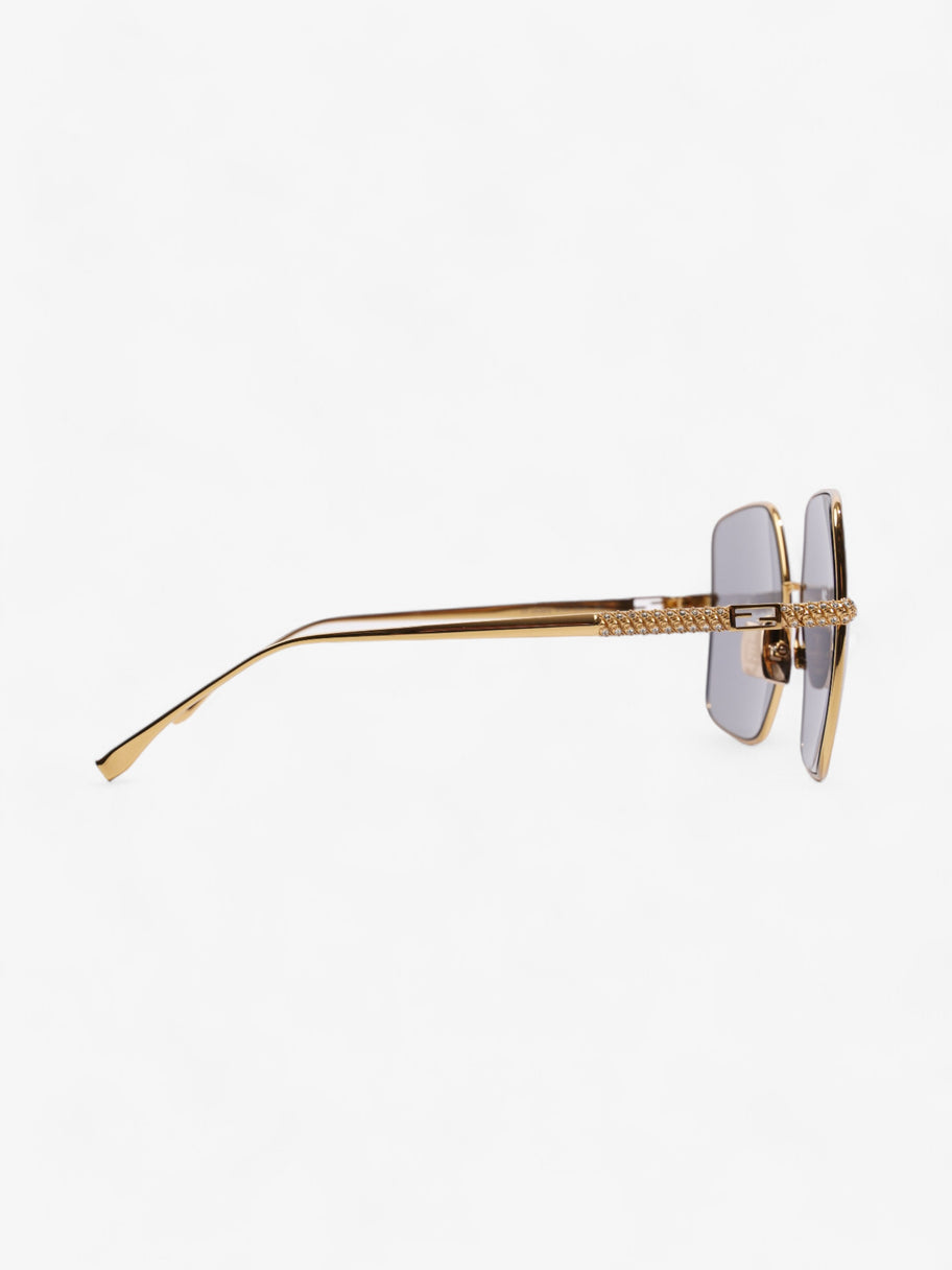 Fendi Oversized Sunglasses with Rhinestones Gold Acetate 145mm Image 4