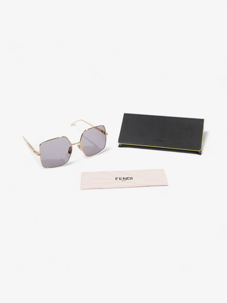 Fendi Oversized Sunglasses with Rhinestones Gold Acetate 145mm Image 8