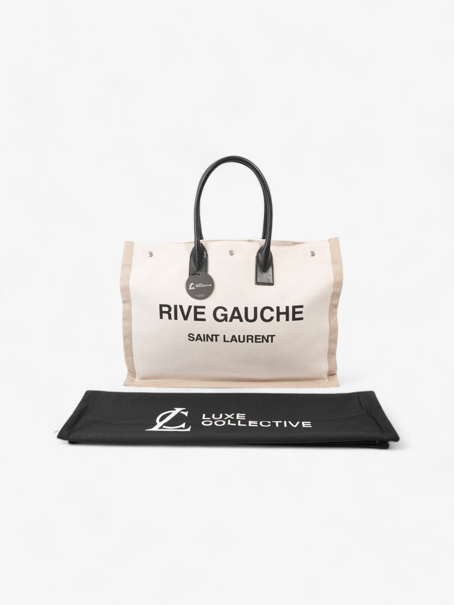 Saint Laurent Rive Gauche Tote Greige / Black Canvas Large Image 9