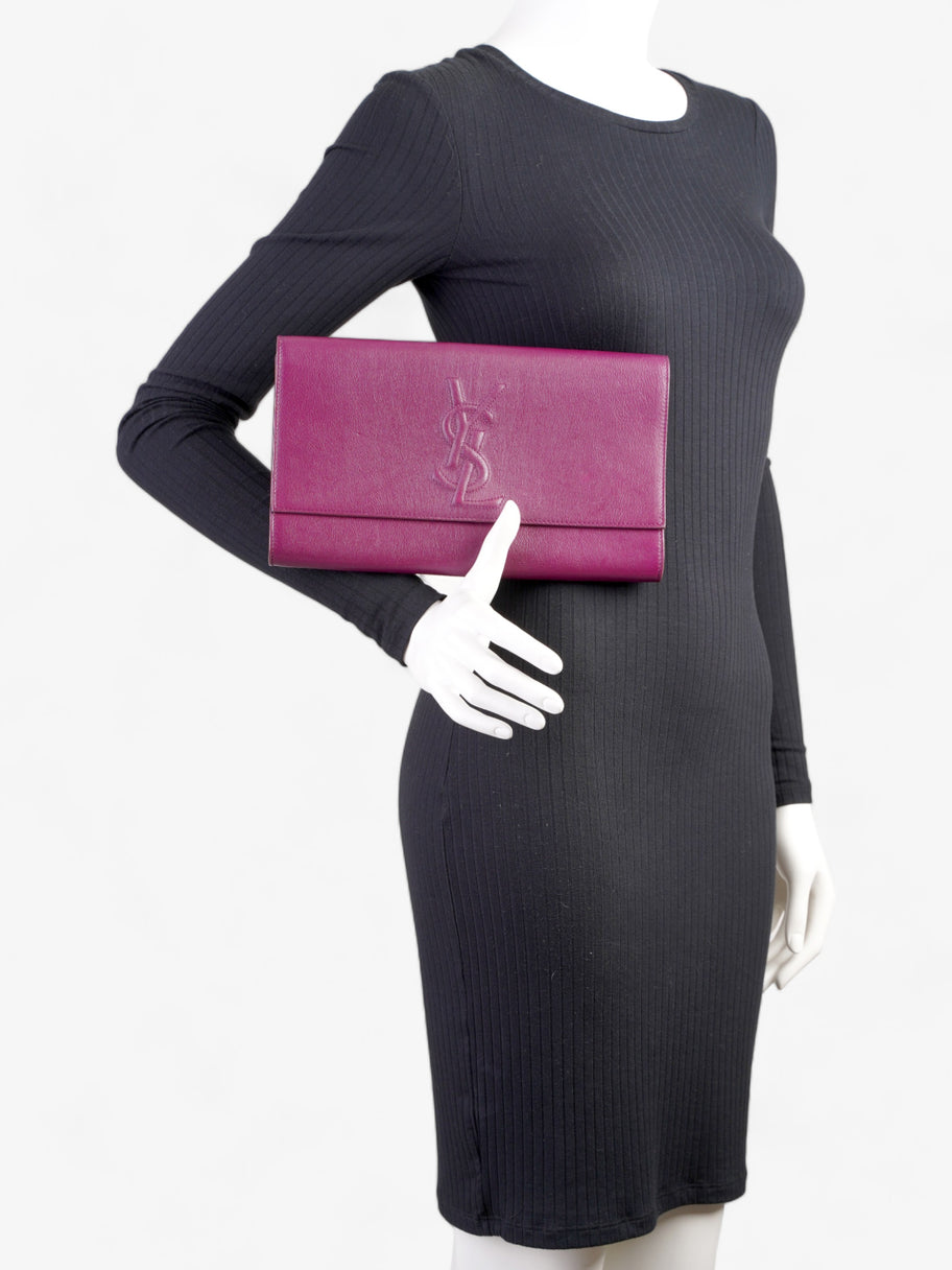 Saint Laurent Flap Clutch Purple Leather Image 2