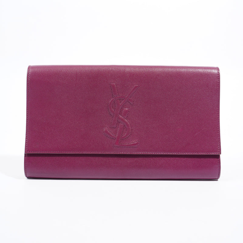  Saint Laurent Flap Clutch Purple Leather