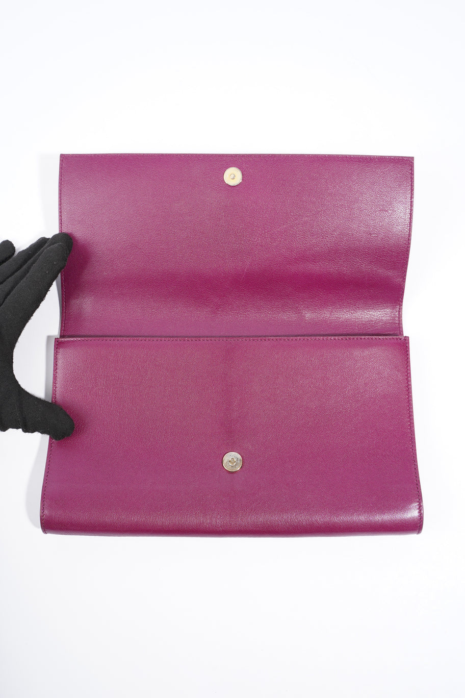 Saint Laurent Flap Clutch Purple Leather Image 8