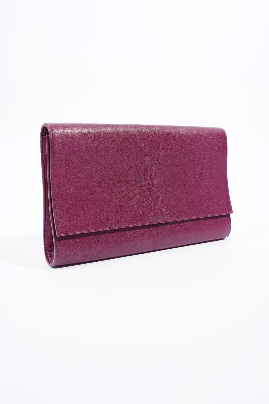 Saint Laurent Flap Clutch Purple Leather Image 10