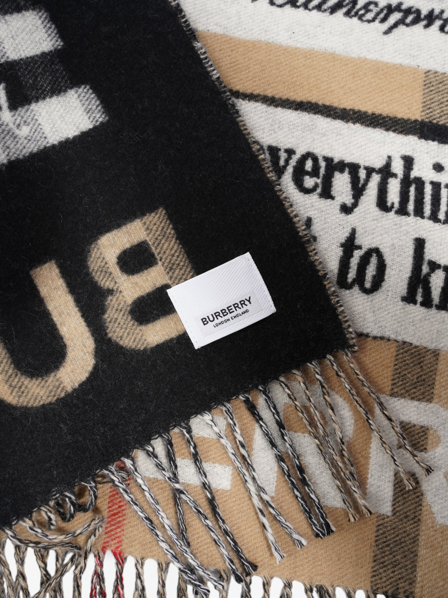 Burberry Newspaper Scarf Archive Beige / Red / Black Cashmere Image 4