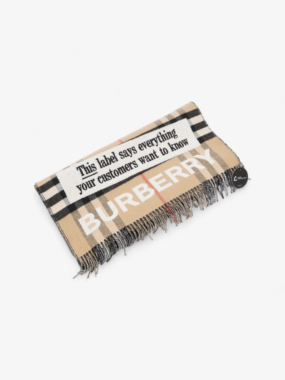 Burberry Newspaper Scarf Archive Beige / Red / Black Cashmere Image 5