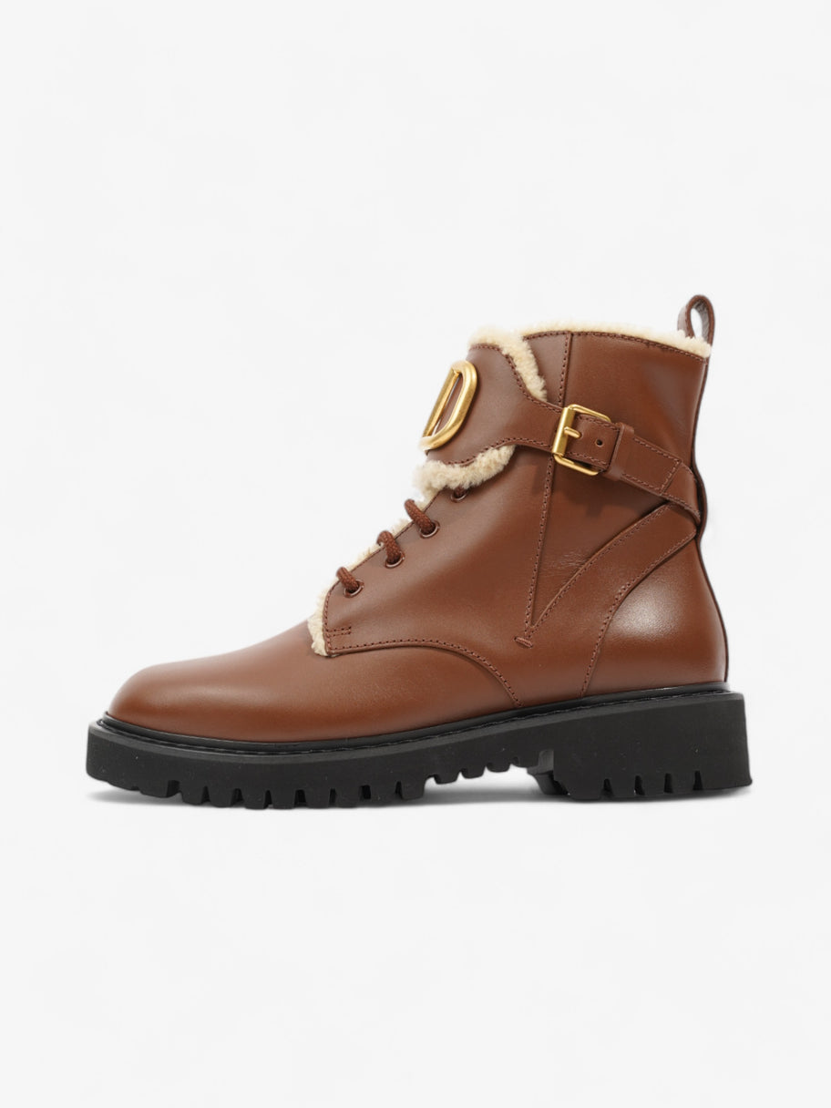 Valentino V Logo Combat Boots Brown Leather EU 38 UK 5 Image 5