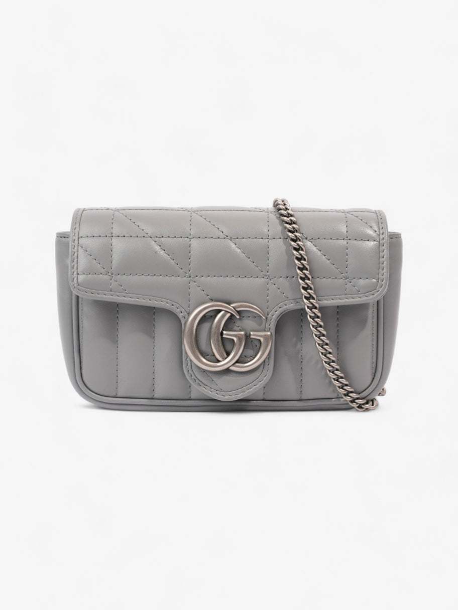 Gucci GG Marmont Grey Matelasse Leather Super Mini Image 1