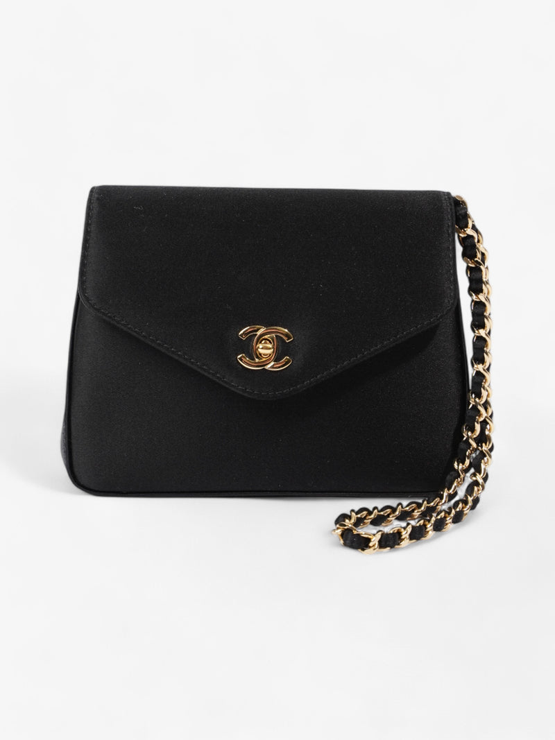  Chanel Vintage Envelope Wristlet Black Satin