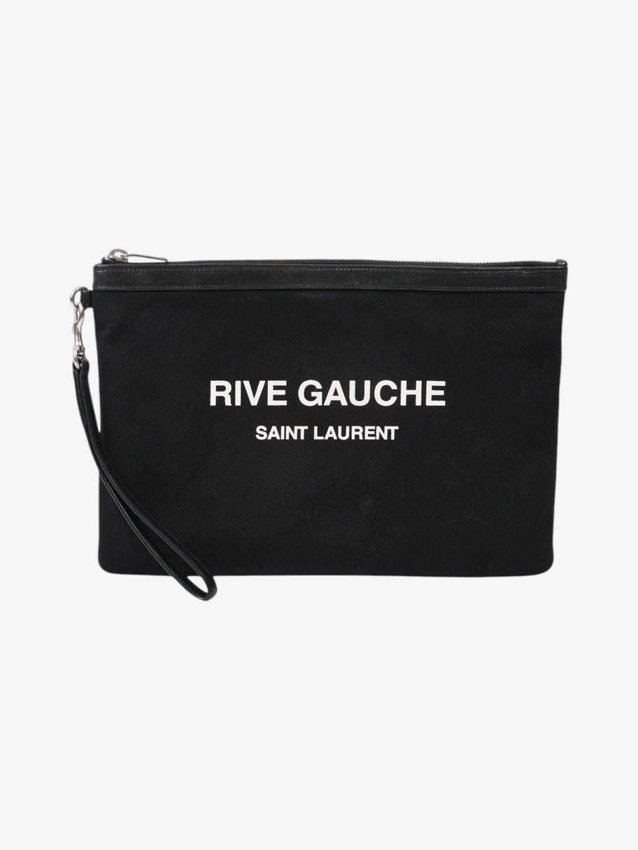 Saint Laurent Rive Gauche Clutch Black / White Canvas Image 1