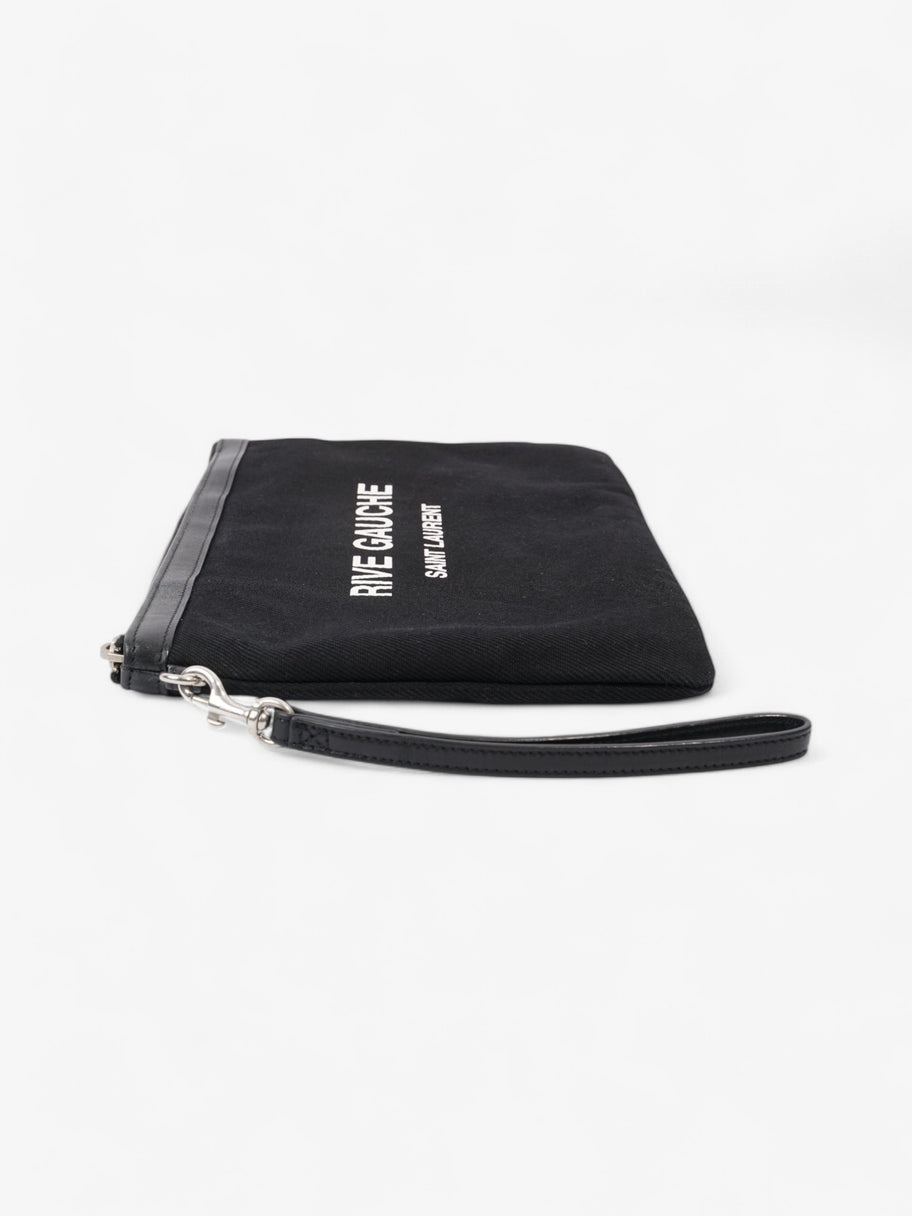 Saint Laurent Rive Gauche Clutch Black / White Canvas Image 5