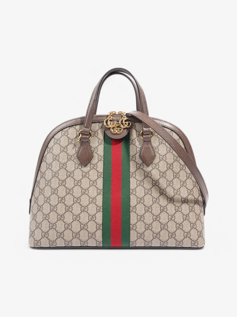  Gucci Ophidia Beige  / Brown / Green Coated Canvas Large