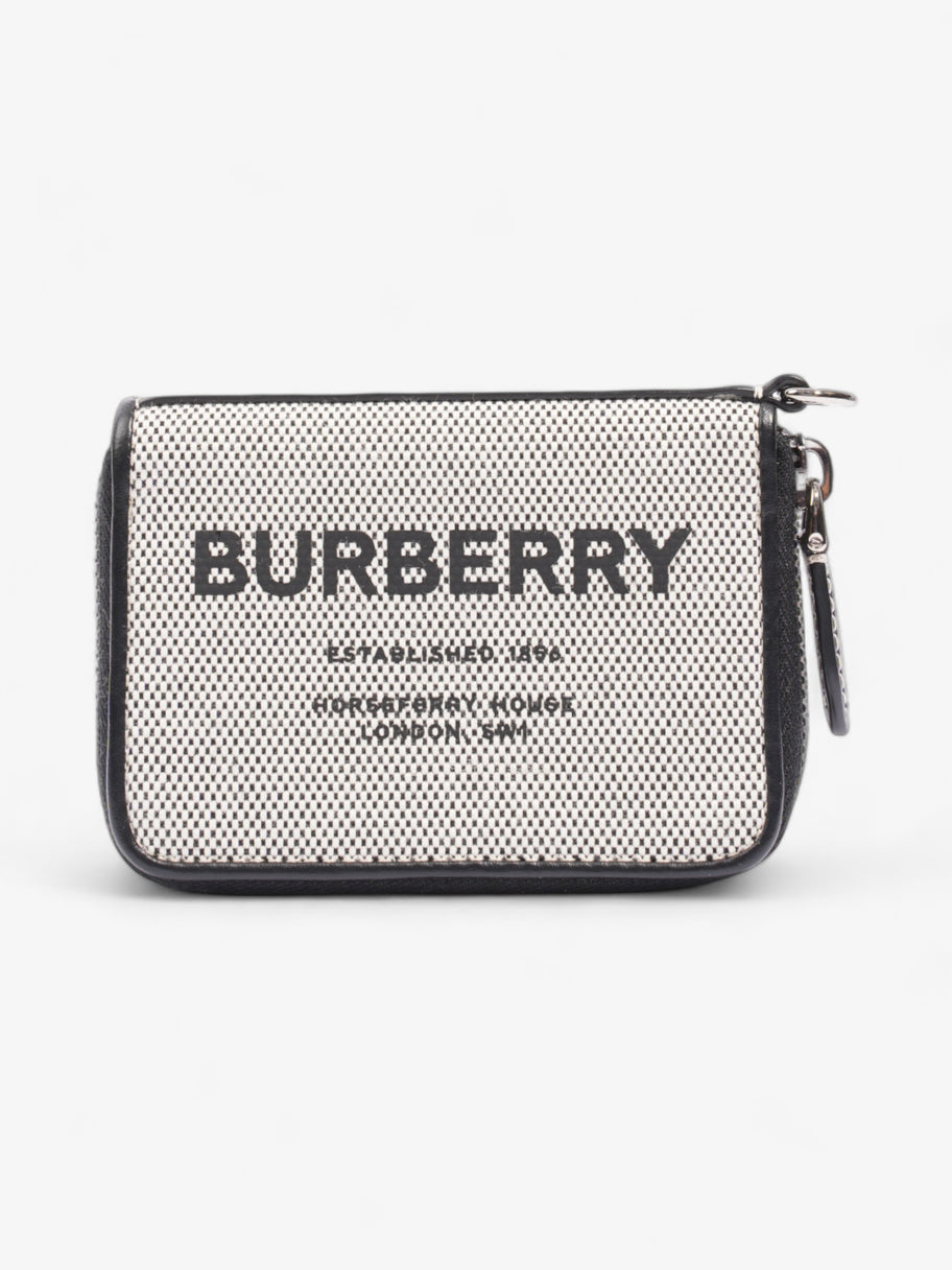 Burberry Horseferry Print Elmore Zip Around Wallet Lanyard Black Canvas Image 1