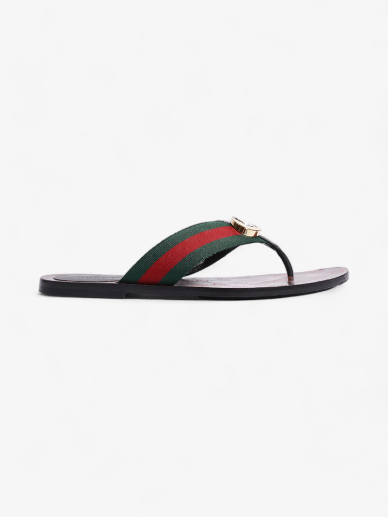  Gucci GG Thong Web Sandal Red / Green Canvas EU 39 UK 6