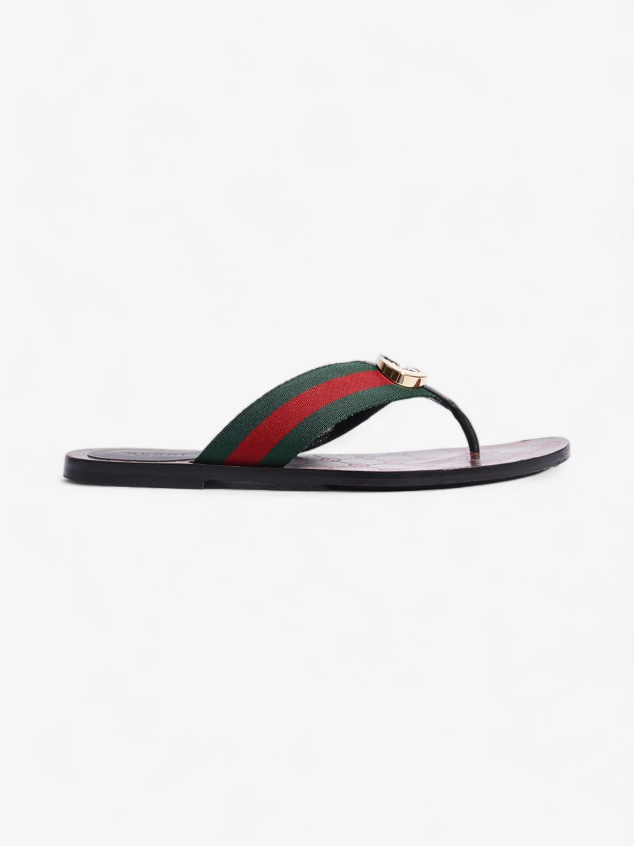 Gucci GG Thong Web Sandal Red / Green Canvas EU 39 UK 6 Image 1