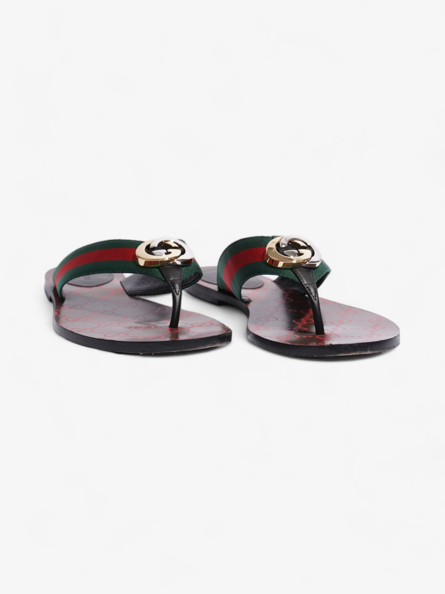 Gucci GG Thong Web Sandal Red / Green Canvas EU 39 UK 6 Image 2