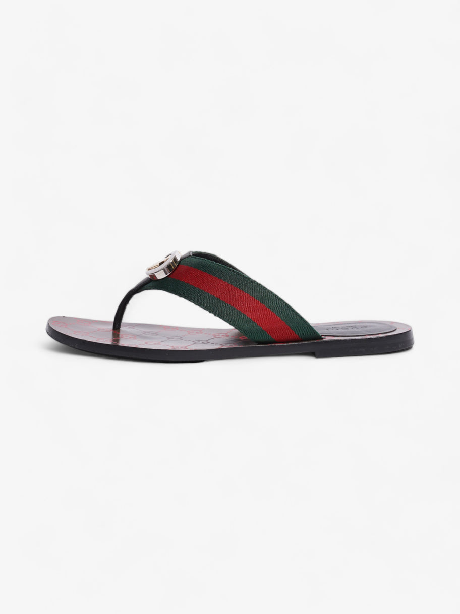 Gucci GG Thong Web Sandal Red / Green Canvas EU 39 UK 6 Image 5