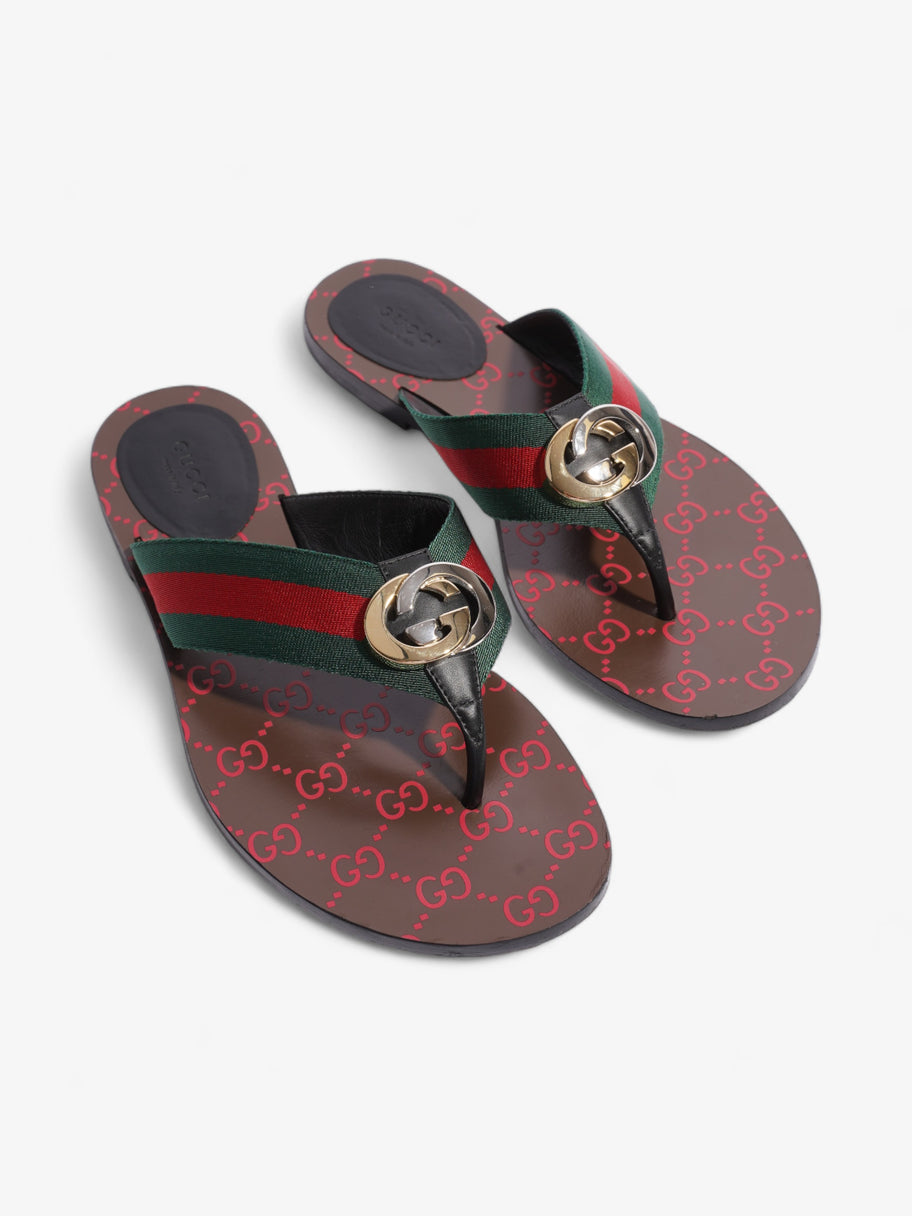 Gucci GG Thong Web Sandal Red / Green Canvas EU 39 UK 6 Image 8