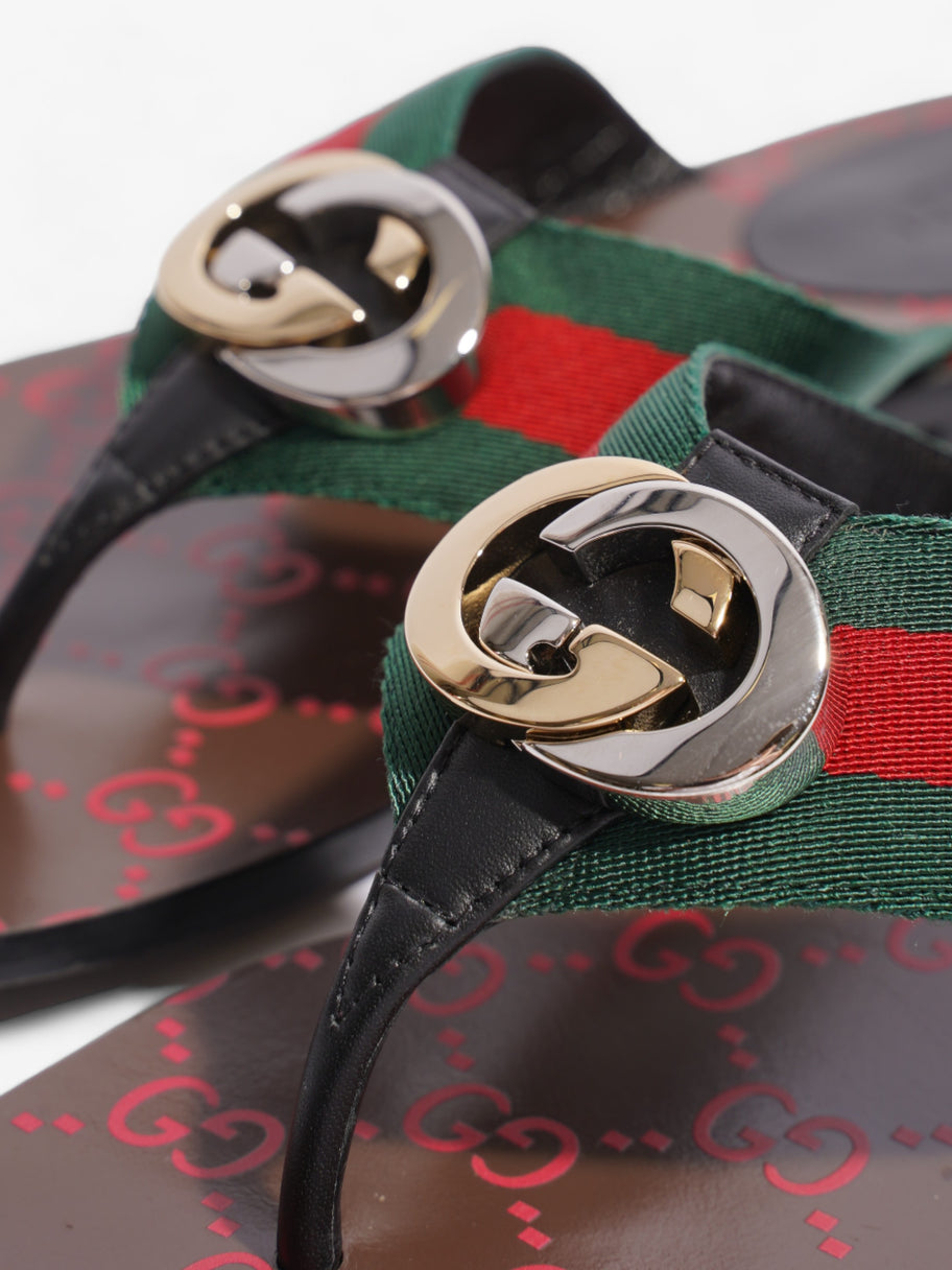 Gucci GG Thong Web Sandal Red / Green Canvas EU 39 UK 6 Image 9