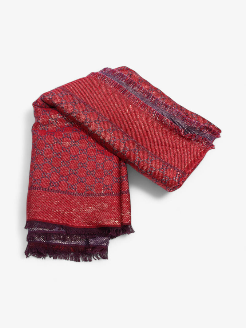  Gucci GG Scarf Purple / Red Silk