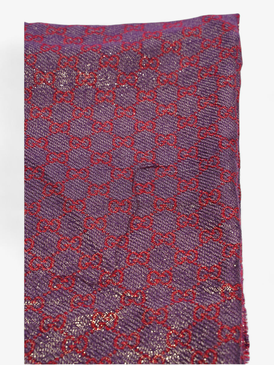 Gucci GG Scarf Purple / Red Silk Image 5