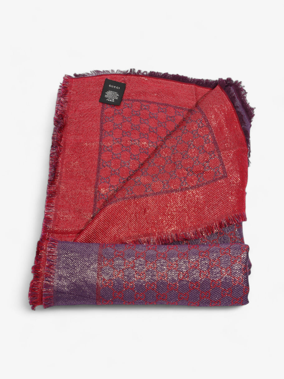 Gucci GG Scarf Purple / Red Silk Image 6