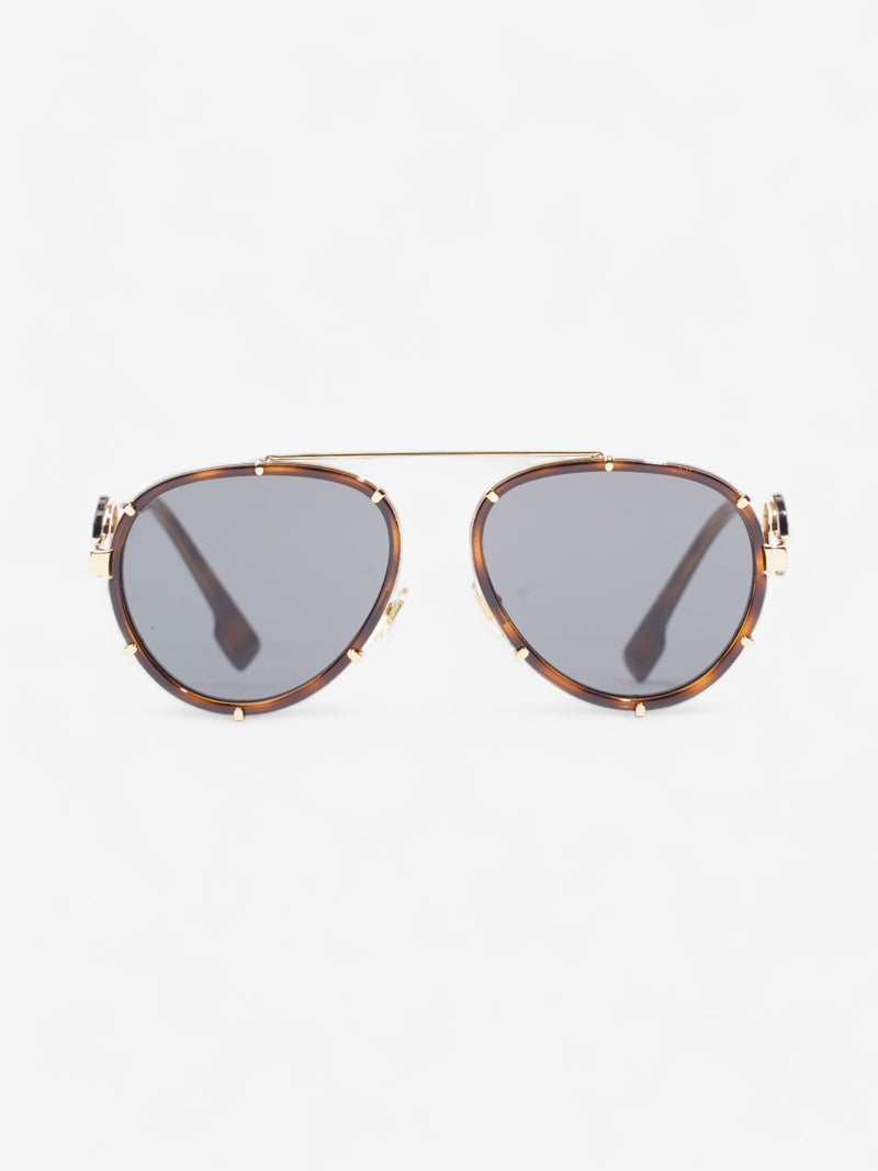  Versace Aviator Tinted Sunglasses Tortoise Acetate 145mm