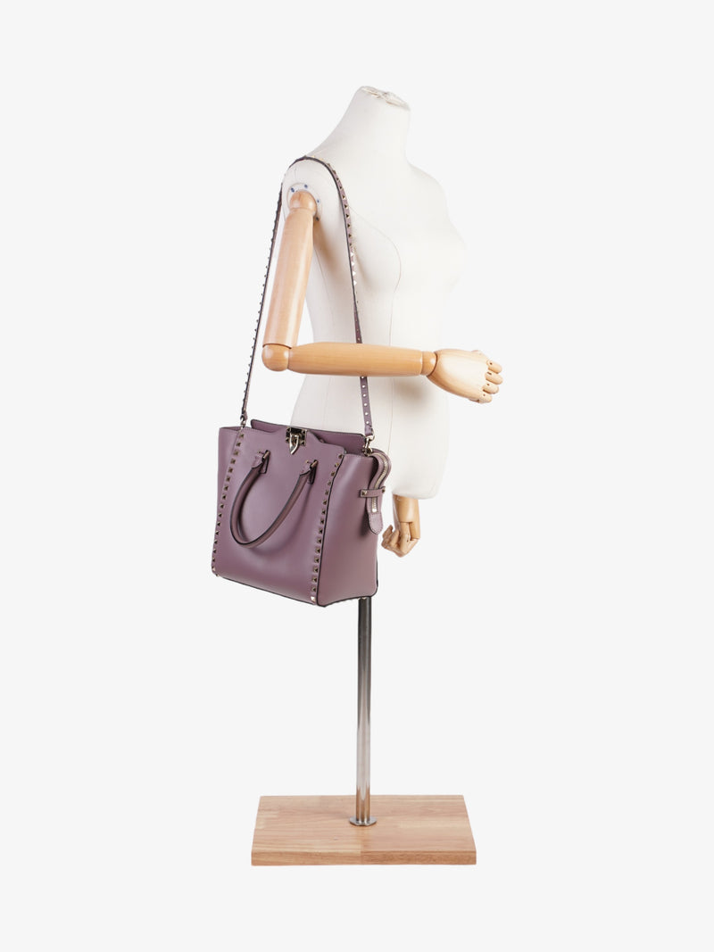  Valentino Rockstud Tote Mauve Leather