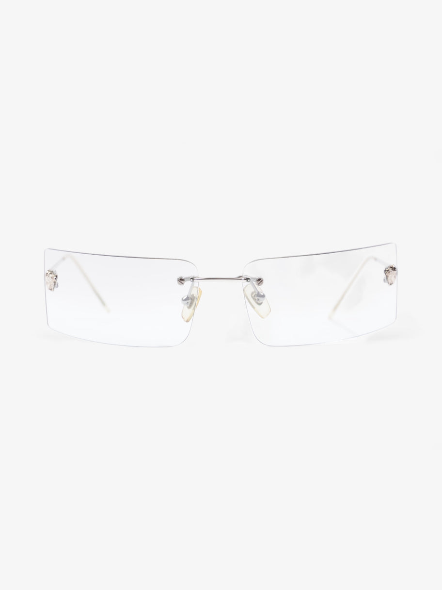 Versace Clear Rectangular Sunglasses Silver Base Metal 115 Image 1