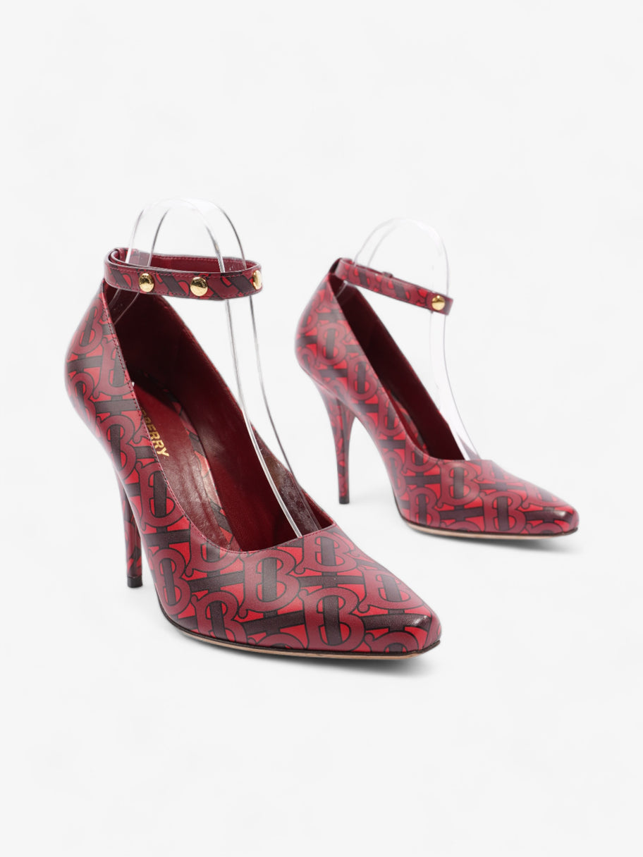 Burberry Red TB Monogram Heels 100 Red / Maroon  Leather EU 40 UK 7 Image 2