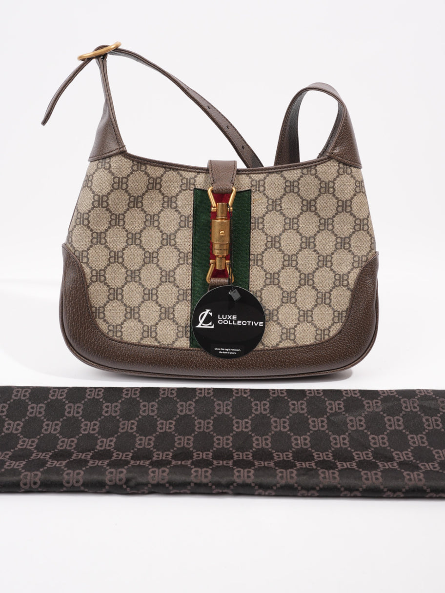 Gucci Gucci X Balenciaga Jackie 1961 Beige And Ebony GG Supreme Coated Canvas Small Image 9