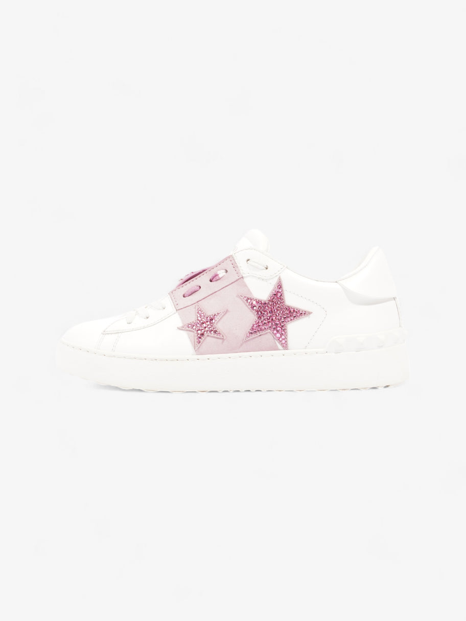 Valentino Stars Embroidered Open Sneaker White / Pink Leather EU 37 UK 4 Image 5