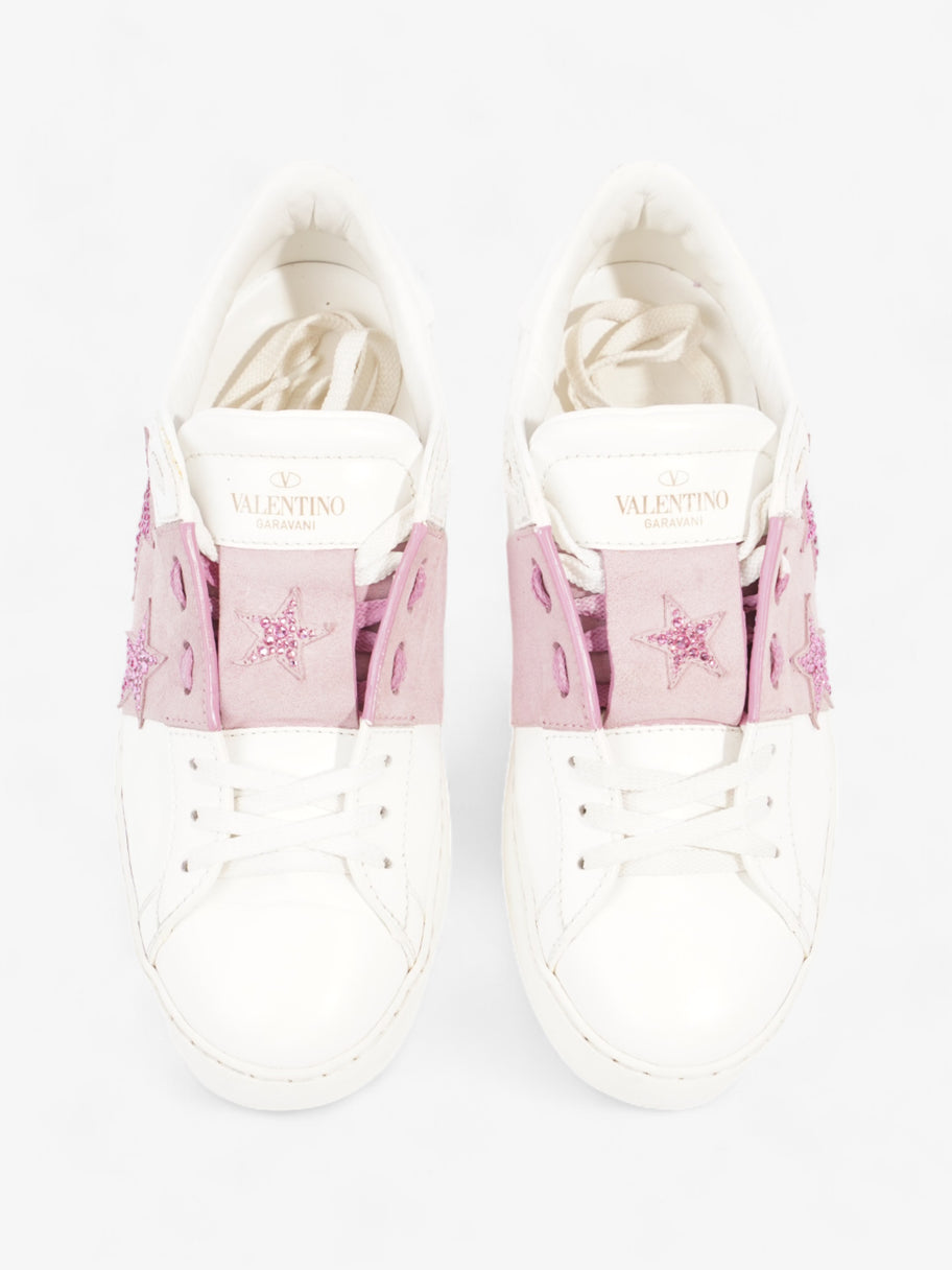 Valentino Stars Embroidered Open Sneaker White / Pink Leather EU 37 UK 4 Image 8