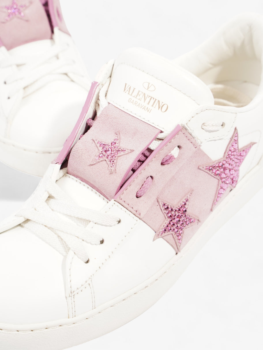 Valentino Stars Embroidered Open Sneaker White / Pink Leather EU 37 UK 4 Image 9