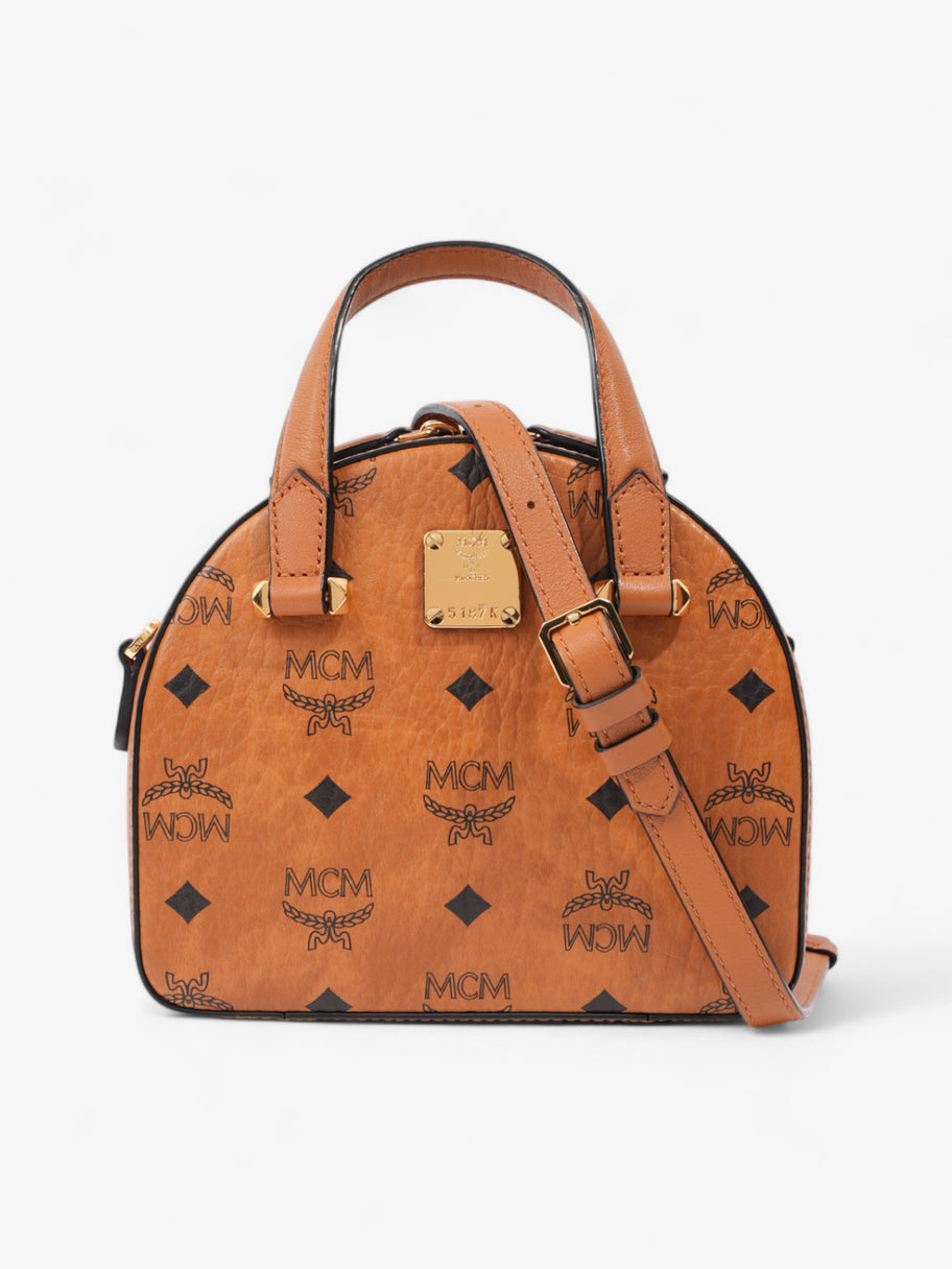 MCM Visetos Top Handle Brown / Black Canvas Image 1