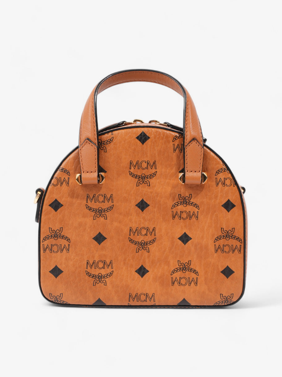 MCM Visetos Top Handle Brown / Black Canvas Image 4