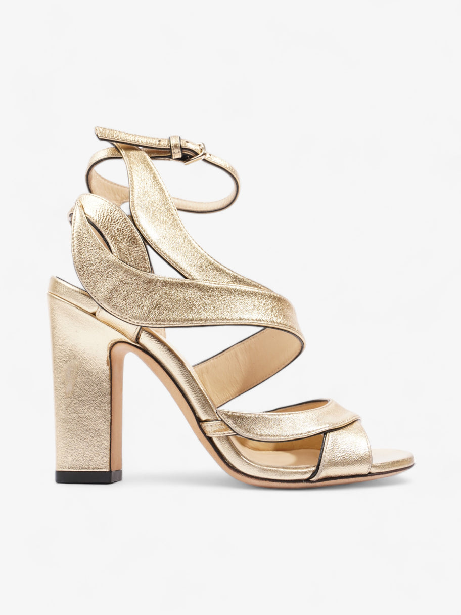 Jimmy Choo Falcon Heels 70mm Gold Nappa Leather EU 34.5 UK 1.5 Image 1