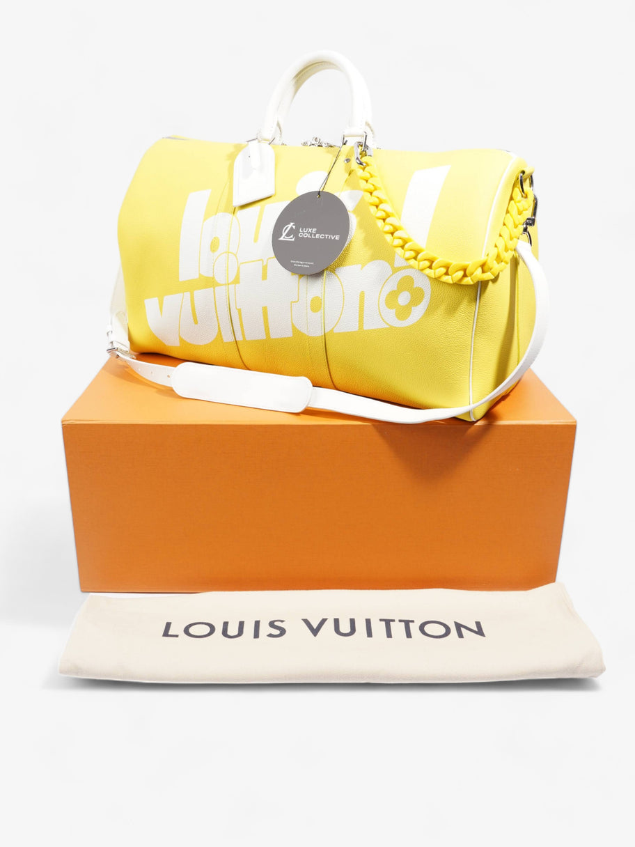 Louis Vuitton Keepall Bandouliere 50 Yellow / White Leather Image 11