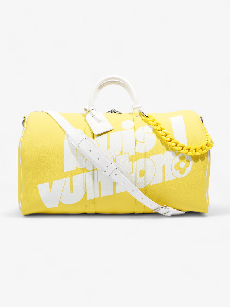  Louis Vuitton Keepall Bandouliere 50 Yellow / White Leather