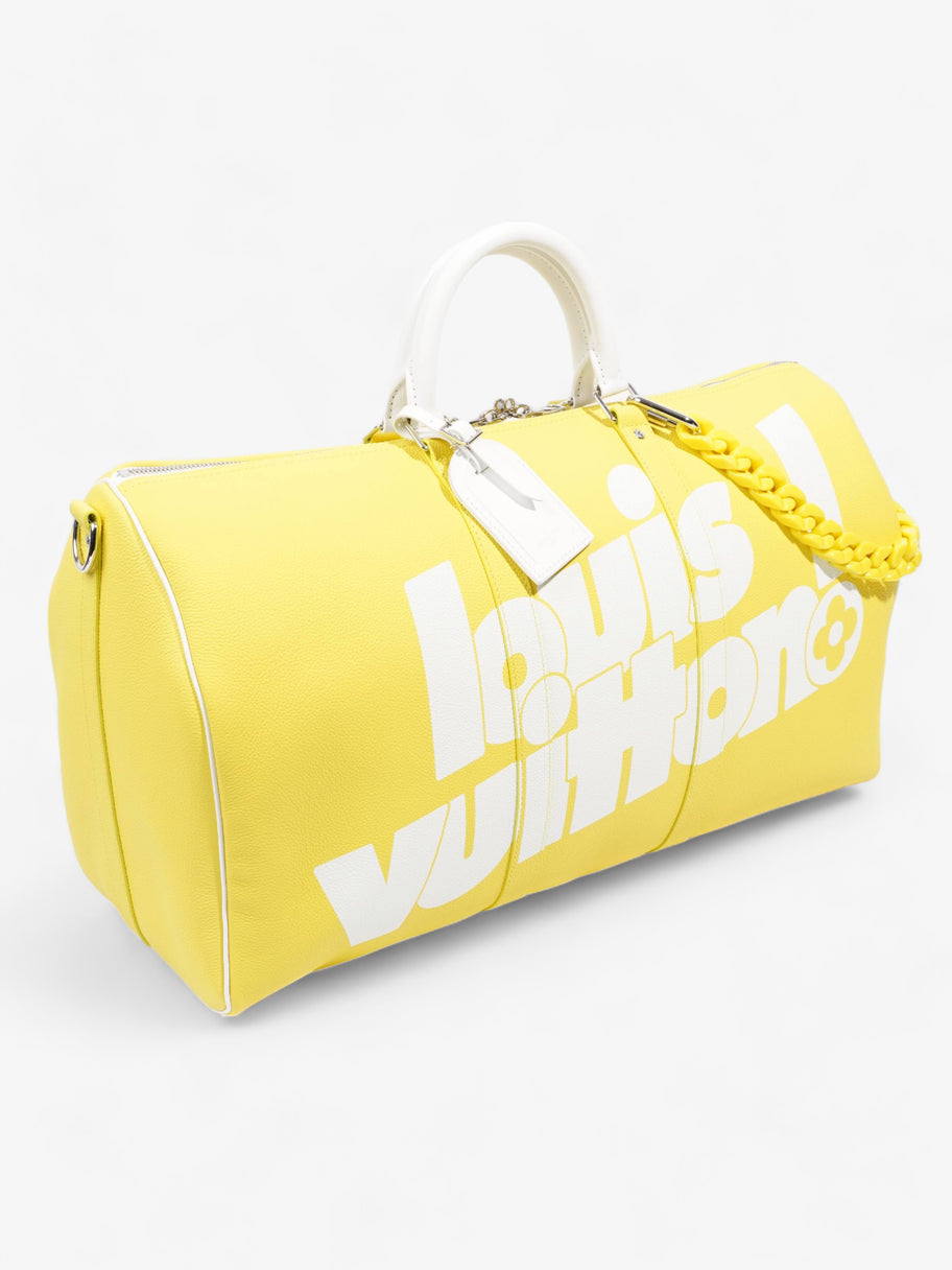 Louis Vuitton Keepall Bandouliere 50 Yellow / White Leather Image 8