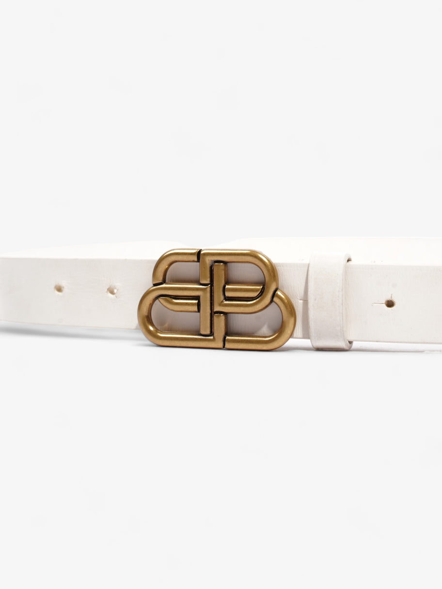 Balenciaga BB Thin Belt White Calfskin Leather 75cm / UK 8 Image 2