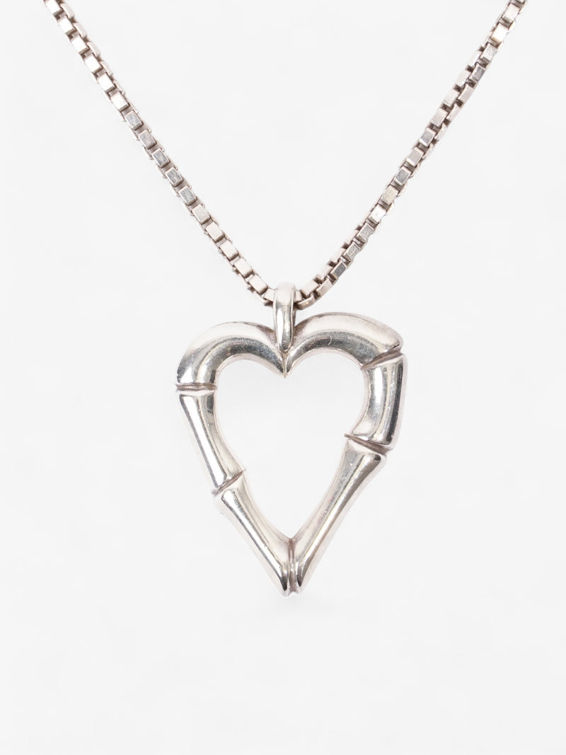  Gucci Bamboo Heart Pendant Necklace Silver Silver Sterling