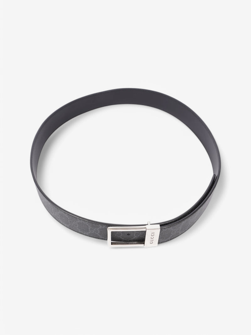  Gucci GG Rectangular Belt GG Supreme / Black / Silver Coated Canvas 95cm / 38