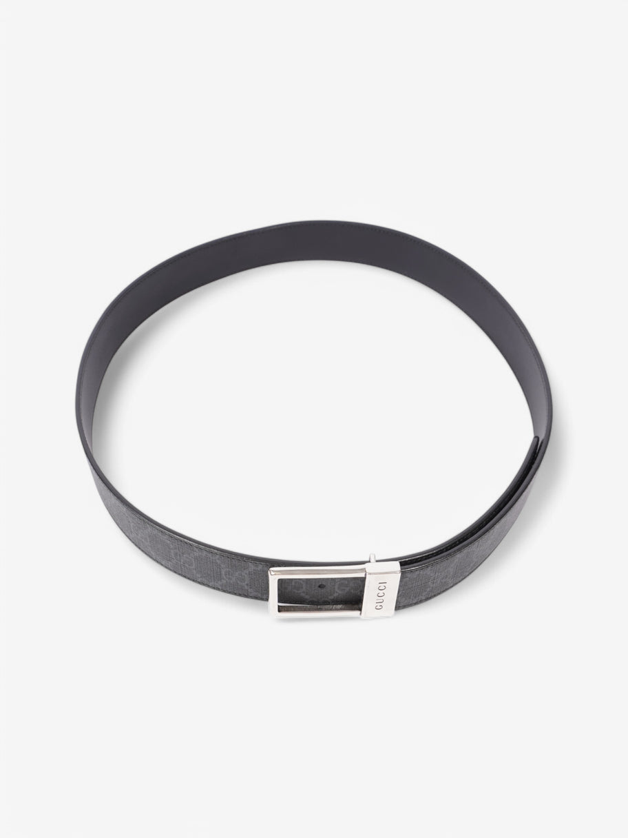 Gucci GG Rectangular Belt GG Supreme / Black / Silver Coated Canvas 95cm / 38