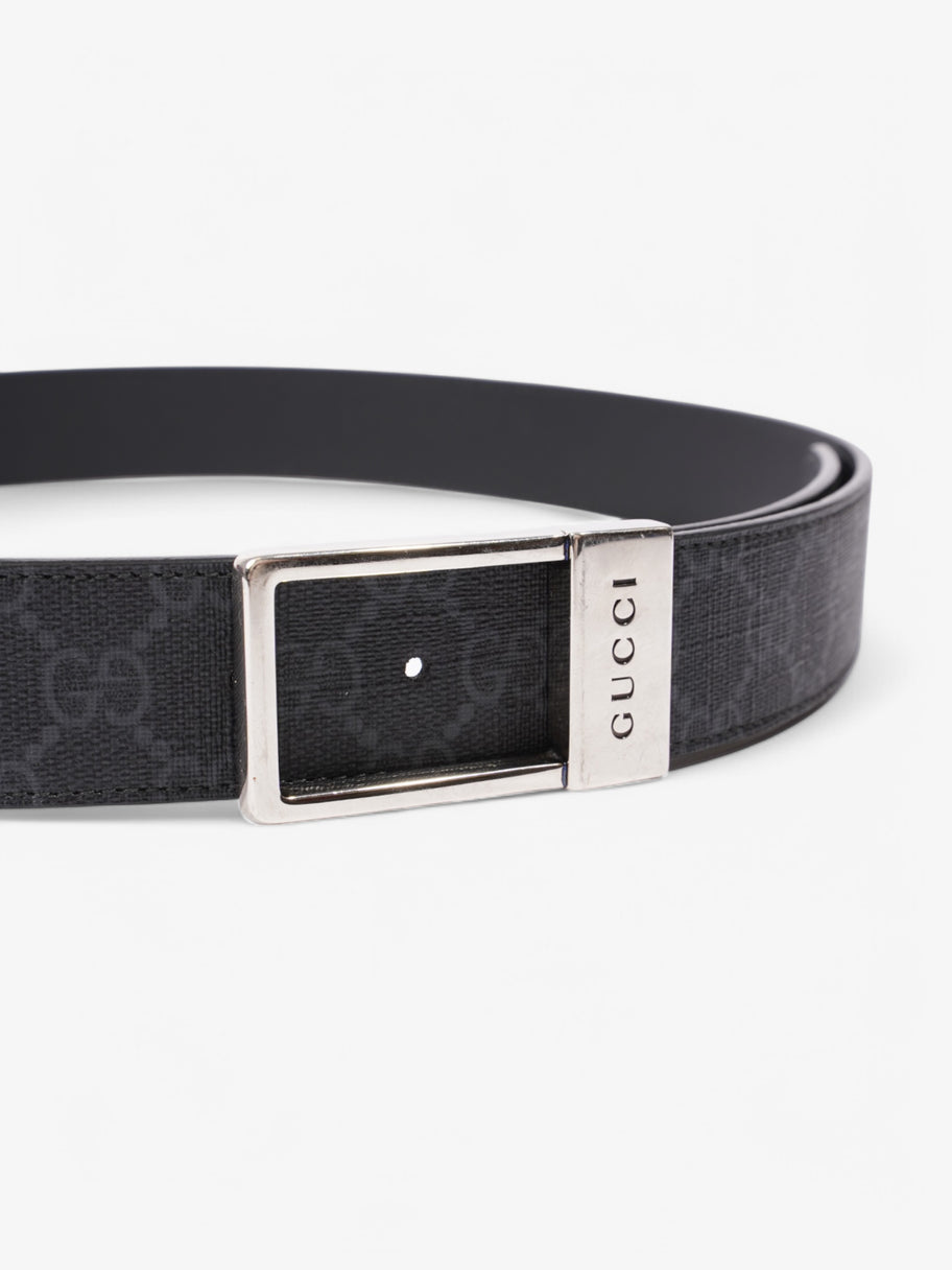 Gucci GG Rectangular Belt GG Supreme / Black / Silver Coated Canvas 95cm / 38