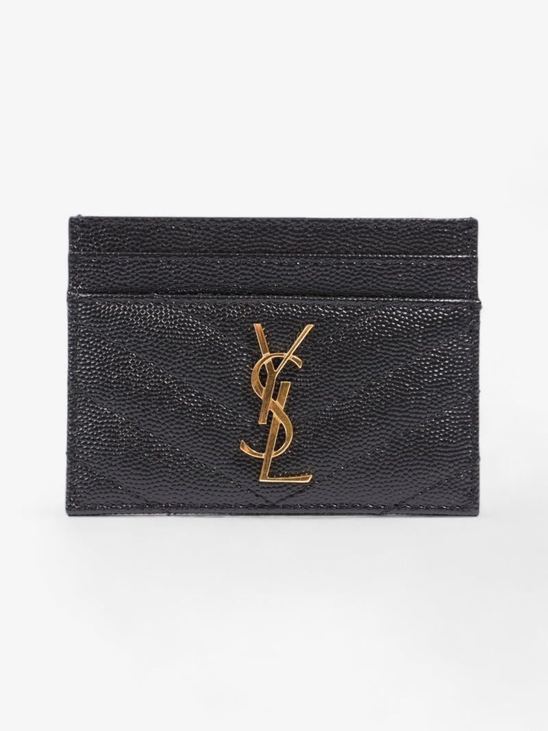  Saint Laurent Monogram Quilted Card Holder Black Matelasse Leather